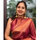 Generic Women's Litchi silk Printed Saree With Unstitched Blouse (Red)