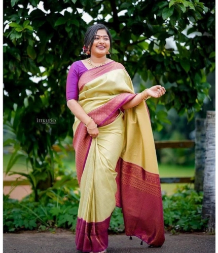 Generic Women's Soft Lichi Silk Printed Saree With Unstitched Blouse 5.5Mtr (Light-Green)