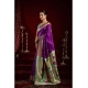Generic Women's Silk Blend Woven Saree With Unstitched Blouse 5.5 Mtr (Purple)