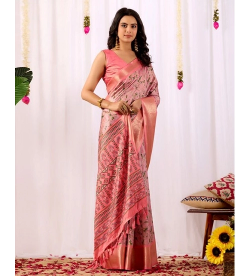 Generic Women's Faux_Silk Printed Saree With Unstitched Blouse 5.5Mtr (Light_Pink) Generic Women's Faux_Silk Printed Saree With Unstitched Blouse 5.5Mtr (Light_Pink)