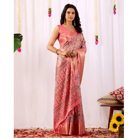 Generic Women's Faux_Silk Printed Saree With Unstitched Blouse 5.5Mtr (Light_Pink)