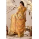 Generic Women's Faux_Linen Printed Saree With Unstitched Blouse 5.5Mtr (Gold)