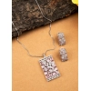 Generic Women's Brass Silver Plated Pendant Set (Pink)