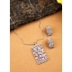 Generic Women's Brass Silver Plated Pendant Set (Pink) Generic Women's Brass Silver Plated Pendant Set (Pink)