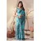 Generic Women's Georgette Printed Saree With Unstitched Blouse 5.5Mtr (Aqua_Blue)