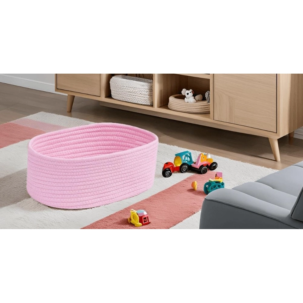Generic Cotton Oval 10x7x5 Inch Bedside Organizer With Out Lid (Pink) Generic Cotton Oval 10x7x5 Inch Bedside Organizer With Out Lid (Pink)