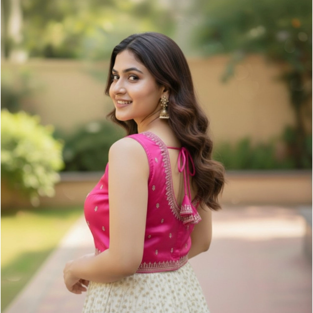 Generic Women's Zimmi Choo Sequin Work V-Neck Padded Blouse (Pink 38 Ready (Self Alterable 36–40) Generic Women's Zimmi Choo Sequin Work V-Neck Padded Blouse (Pink 38 Ready (Self Alterable 36–40)