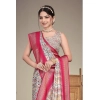 Generic Women's Cotton Silk  Printed Saree With Unstitched Blouse 5.5Mtr (Pink)