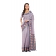 Generic Women's Polyester Printed Saree With Unstitched Blouse 5.5 Mtr (Purple)