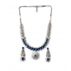 Generic Women's Brass Silver Plated Necklace set (Blue)