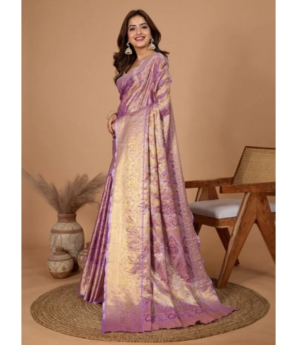 Generic Women's Jacquard Saree With Unstitched Blouse 5.5Mtr (Multicolor)
