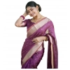 Generic Women's Silk_Blend Butti Pattern Saree With Unstitched Blouse 5.5Mtr (Purple)