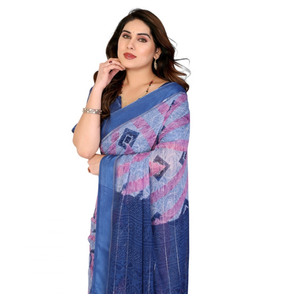 Generic Women's Georgette Printed Saree With Unstitched Blouse 5.5Mtr (Blue) Generic Women's Georgette Printed Saree With Unstitched Blouse 5.5Mtr (Blue)