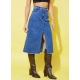 Generic Women's Denim Solid Buttoned Skirt (Blue)