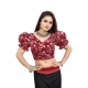 Generic Women's Organza Printed V Neck Puff Sleeve Readymade Blouse (Maroon 38 , Alterable up to 42)-PID65866 Generic Women's Organza Printed V Neck Puff Sleeve Readymade Blouse (Maroon 38 , Alterable up to 42)-PID65866