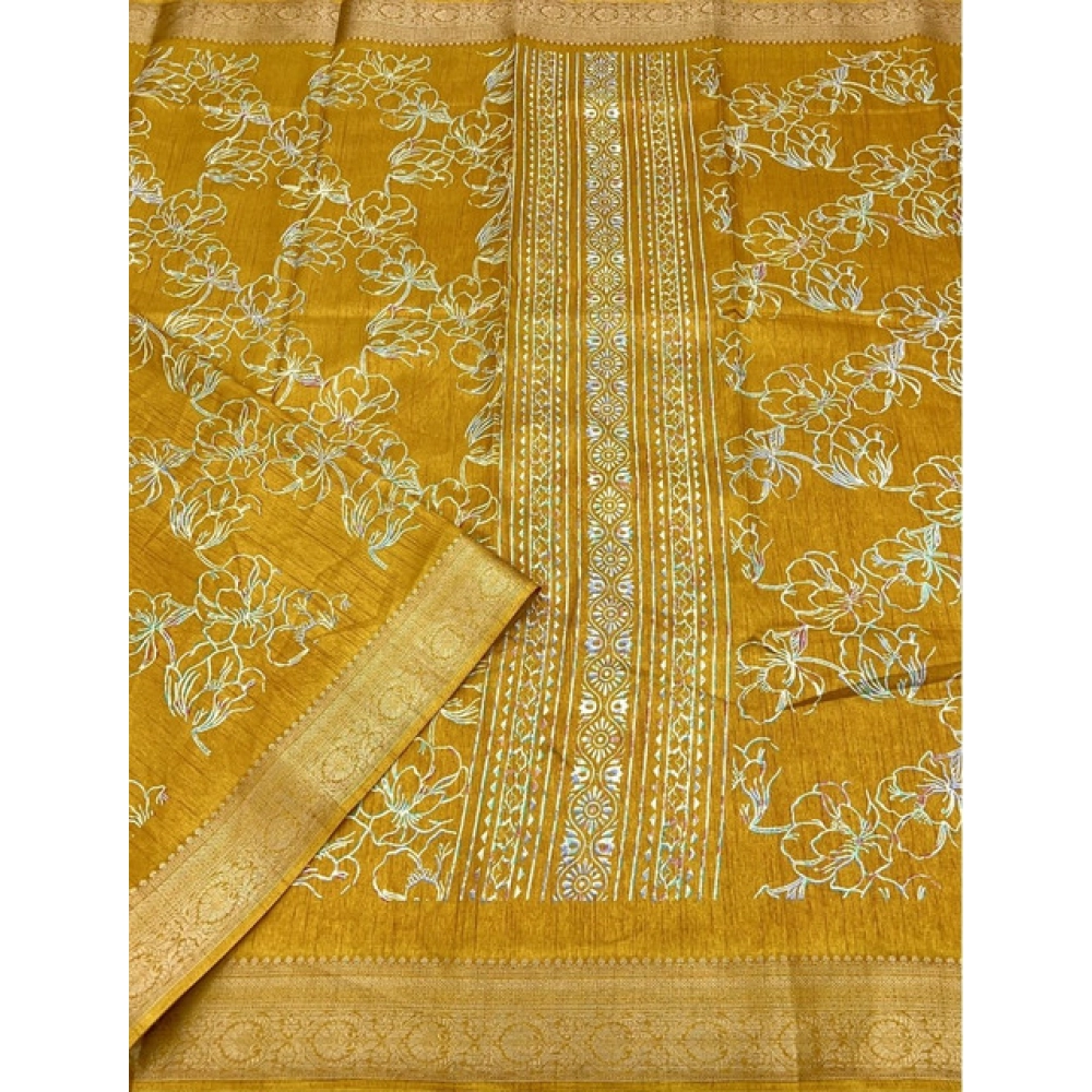Generic Women's Cotton Silk Floral Printed Saree With Unstitched Blouse 5.5Mtr (Yellow) Generic Women's Cotton Silk Floral Printed Saree With Unstitched Blouse 5.5Mtr (Yellow)