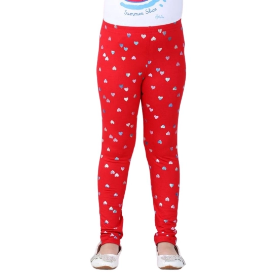 Generic Girl's Cotton Lycra Embellished Elasticated Leggings (Red) Generic Girl's Cotton Lycra Embellished Elasticated Leggings (Red)