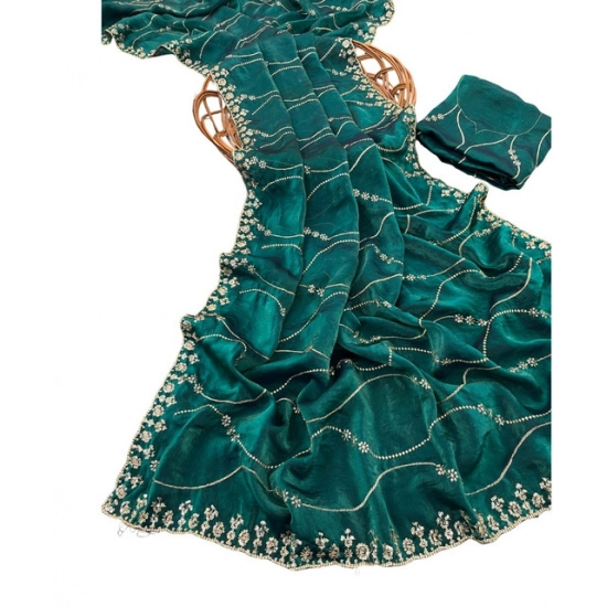 Generic Women's Slik Embellished Saree With Unstitched Blouse 5.5Mtr (Bottle Green) Generic Women's Slik Embellished Saree With Unstitched Blouse 5.5Mtr (Bottle Green)
