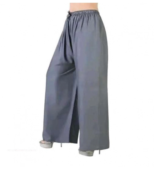 Generic Women's Casual Rayon Solid Ankle Length Palazzo (Grey, Free Size)