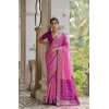 Generic Women's Silk_Blend Ethnic Ikat Pattern Saree With Unstitched Blouse 5.5Mtr (Pink)