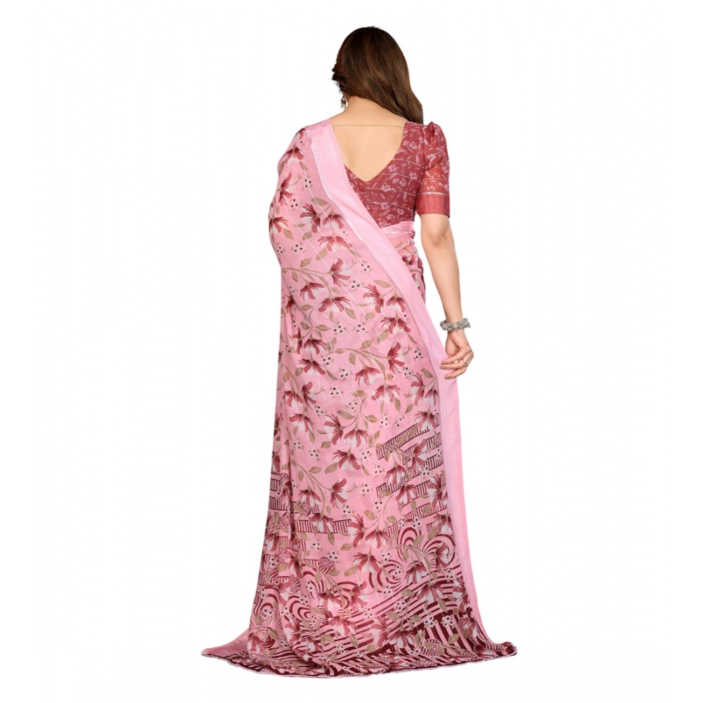 Generic Women's Georgette Printed Saree With Unstitched Blouse 5.5Mtr (Pink) Generic Women's Georgette Printed Saree With Unstitched Blouse 5.5Mtr (Pink)