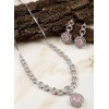Generic Women's Brass Silver Plated Necklace set (Pink) Generic Women's Brass Silver Plated Necklace set (Pink)