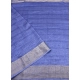 Generic Women's Cotton Blend Checkered Saree With Unstitched Blouse 5.5Mtr (Blue)