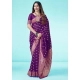 Generic Women's Jacquard Printed Saree With Unstitched Blouse 5.5Mtr (Purple)