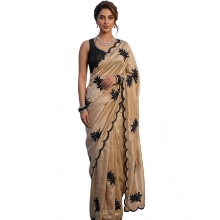Generic Women's Viscose Silk Embroidered Saree With Unstitched Blouse 5.5Mtr (Beige) Generic Women's Viscose Silk Embroidered Saree With Unstitched Blouse 5.5Mtr (Beige)