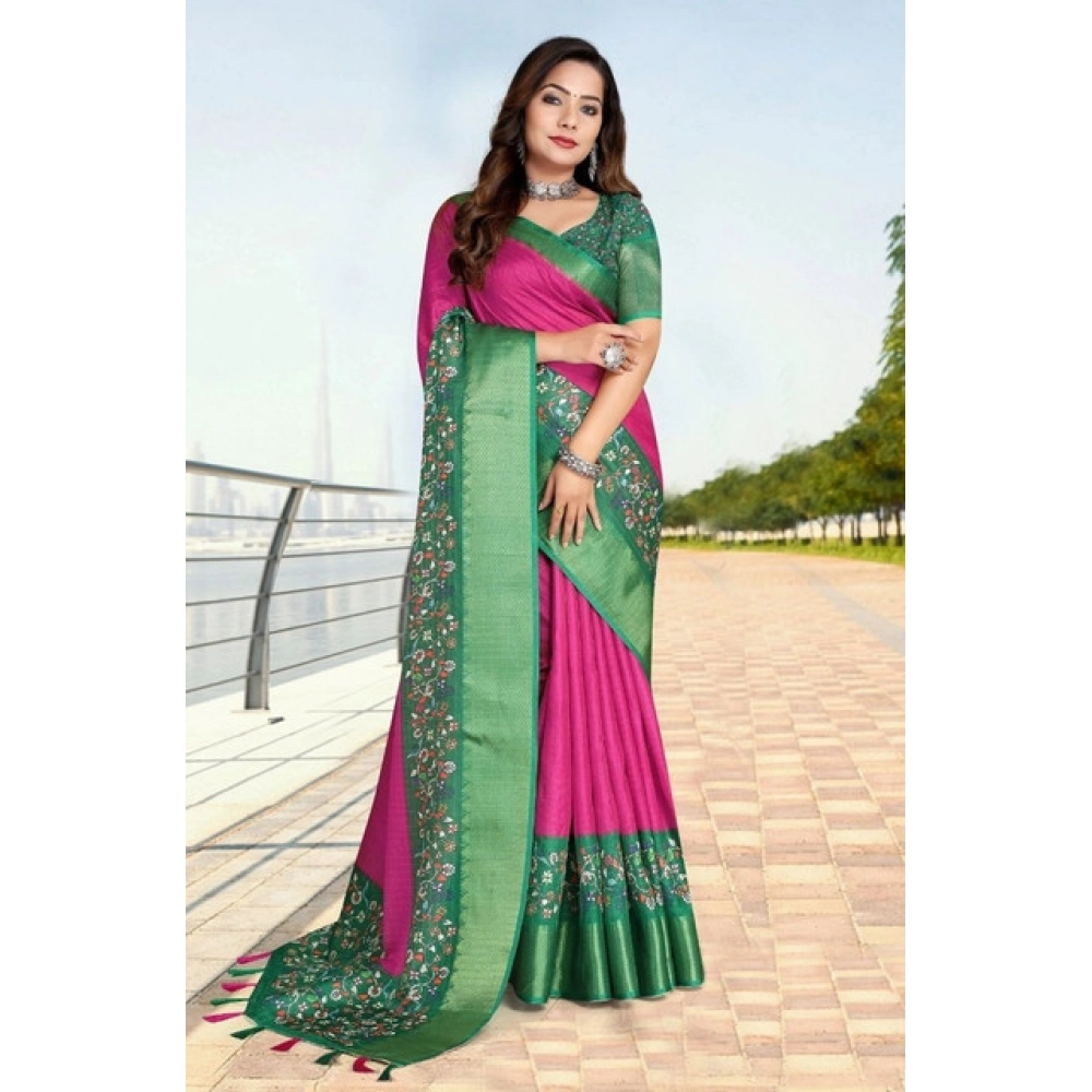 Generic Women's Cotton Silk Printed Saree With Unstitched Blouse 5.5Mtr (Multicolor) Generic Women's Cotton Silk Printed Saree With Unstitched Blouse 5.5Mtr (Multicolor)