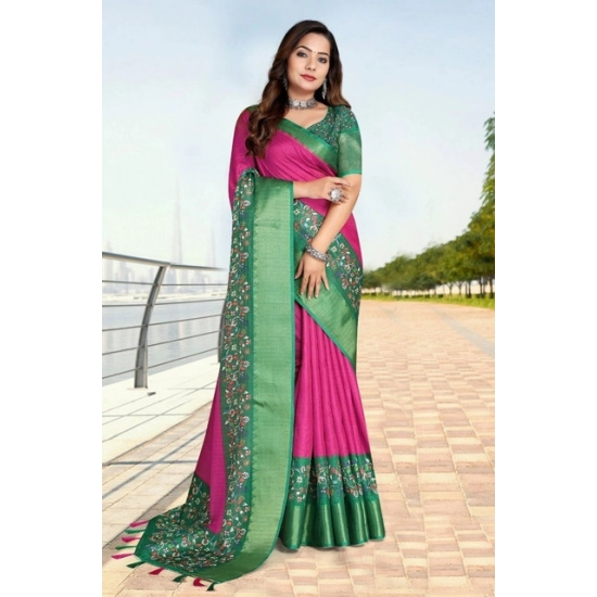 Generic Women's Cotton Silk Printed Saree With Unstitched Blouse 5.5Mtr (Multicolor) Generic Women's Cotton Silk Printed Saree With Unstitched Blouse 5.5Mtr (Multicolor)