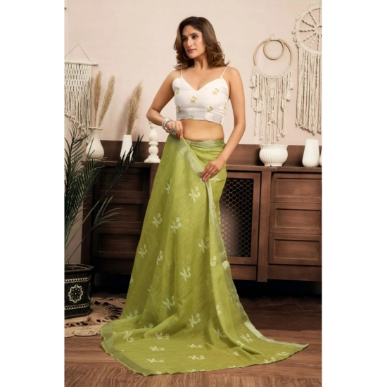 Generic Women's Linen Cotton Printed Ready To Wear Saree With Unstitched Blouse 5.5 Mtr (Light_Green) Generic Women's Linen Cotton Printed Ready To Wear Saree With Unstitched Blouse 5.5 Mtr (Light_Green)