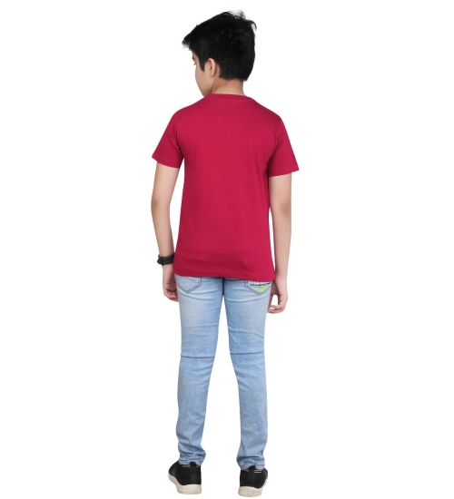 Generic Boy's Cotton Grapic Printed Round Neck T-Shirt (Marron)