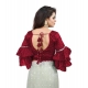 Generic Women's Organza Solid V Neck Layered Ruffle Sleeve Readymade Blouse (Maroon Free Size , up to 38–40 Bust)-PID65854 Generic Women's Organza Solid V Neck Layered Ruffle Sleeve Readymade Blouse (Maroon Free Size , up to 38–40 Bust)-PID65854