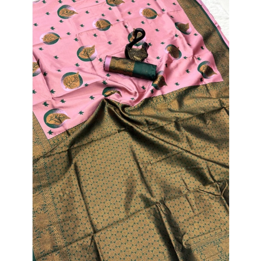 Generic Women's Banarasi Silk Jacquard Work Saree With Unstitched Blouse 5.5Mtr (Light Pink) Generic Women's Banarasi Silk Jacquard Work Saree With Unstitched Blouse 5.5Mtr (Light Pink)