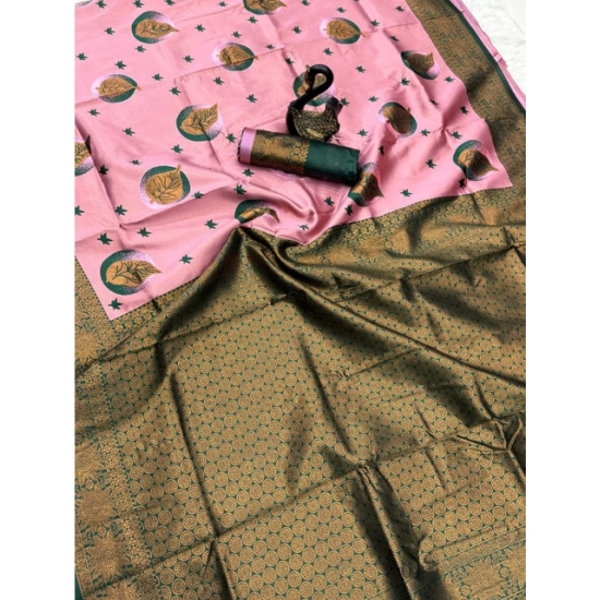 Generic Women's Banarasi Silk Jacquard Work Saree With Unstitched Blouse 5.5Mtr (Light Pink) Generic Women's Banarasi Silk Jacquard Work Saree With Unstitched Blouse 5.5Mtr (Light Pink)