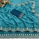 Generic Women's Star Georgette Embroidered Saree With Unstitched Blouse 5.5Mtr (Blue)