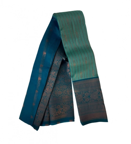 Generic Women's Soft Silk Wooven Saree With Unstitched Blouse 5.5Mtr (Dark Pista)