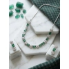 Generic Women's Brass Silver Plated Necklace set (Green)