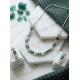 Generic Women's Brass Silver Plated Necklace set (Green)