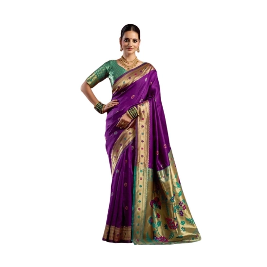 Generic Women's Silk Blend Woven Saree With Unstitched Blouse 5.5 Mtr (Purple) Generic Women's Silk Blend Woven Saree With Unstitched Blouse 5.5 Mtr (Purple)