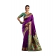 Generic Women's Silk Blend Woven Saree With Unstitched Blouse 5.5 Mtr (Purple)