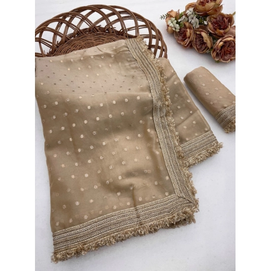 Generic Women's Silk Embellished Saree With Unstitched Blouse 5.5Mtr (Beige) Generic Women's Silk Embellished Saree With Unstitched Blouse 5.5Mtr (Beige)