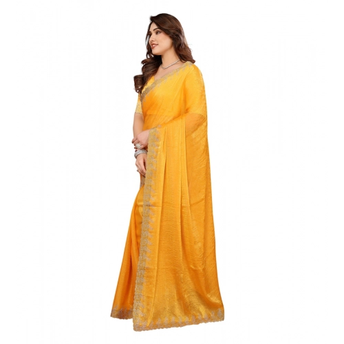 Women's Georgette Printed Saree With Unstitched Blouse 5.5Mtr (Yellow) Women's Georgette Printed Saree With Unstitched Blouse 5.5Mtr (Yellow)
