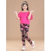 Generic Girl's Cotton Floral Elasticated Jegging and Top Set (Black-Pink) Generic Girl's Cotton Floral Elasticated Jegging and Top Set (Black-Pink)