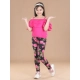 Generic Girl's Cotton Floral Elasticated Jegging and Top Set (Black-Pink) Generic Girl's Cotton Floral Elasticated Jegging and Top Set (Black-Pink)