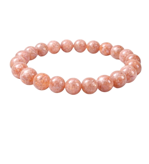 Generic Natural Crystal 8mm Sunstone Bracelet (Orange)