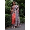 Generic Women's Faux_Tussar Ethnic_Print Saree With Unstitched Blouse 5.5Mtr (Rust)
