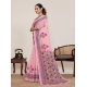 Generic Women's Linen Floral Printed Saree With Unstitched Blouse 5.5Mtr (Pink) Generic Women's Linen Floral Printed Saree With Unstitched Blouse 5.5Mtr (Pink)