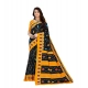 Generic Women's Soft Pure Cotton Printed Saree With Unstitched Blouse 5.5Mtr (Black)